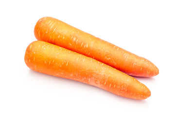 Two carrots for cooking isolated on white