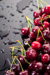 Ripe cherry with drops of water