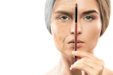 Aging concept. Young and old comparision.