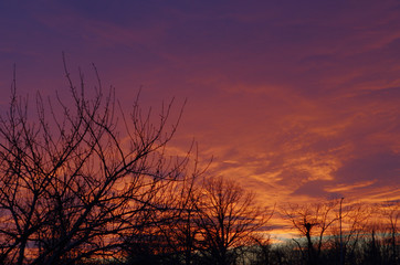 Fototapeta na wymiar Winter Cloudy Sunset