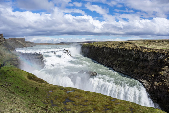 Waterfalls on sunny day