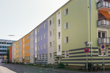 Rainbow Multicolored Houses Typical European Architecture Colors City Residential Buildings