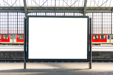 Train Station Billboard Poster Blank White Isolated Template Urban City Environment - obrazy, fototapety, plakaty