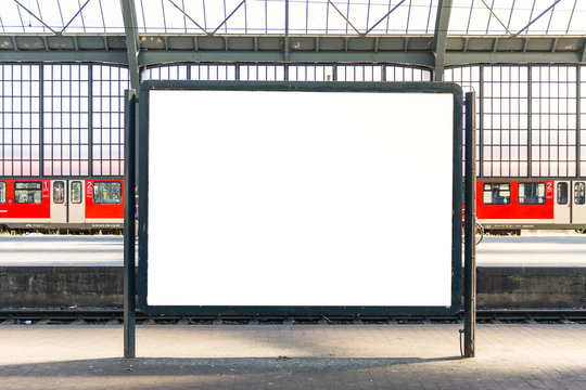 Train Station Billboard Poster Blank White Isolated Template Urban City Environment