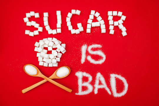 Sugar is bad letters made from sugar