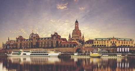 Obraz premium Panorama of Dresden, Germany,vintage retro color tone