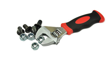 Tool wrench with bolts and nuts
