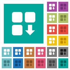 Move down component square flat multi colored icons