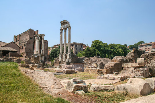 Templo de C&aacute;stor y Polux, Foro Romano, Roma, Italia
