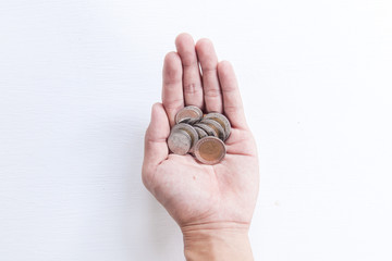 hands holding coins