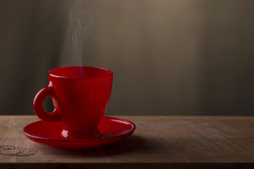 Red cup with coffee