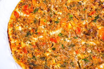 Lahmacun. Armenian flat bread stuffed with meat