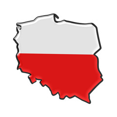 Mapa Polski biało czerwona