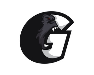 Fototapeta premium Modern Gorilla G Letter Alphabet Sports Logo