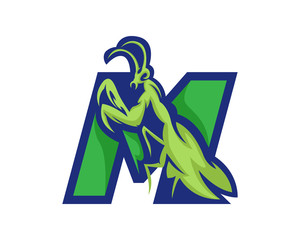 Modern Mantis M Letter Alphabet Sports Logo