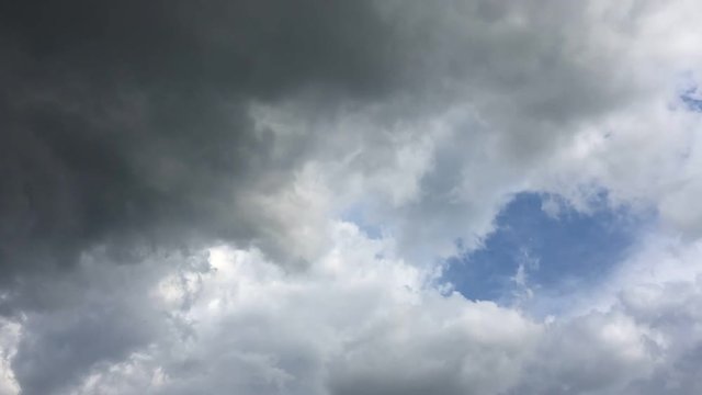 White Clouds Disappear In The Hot Sun On Blue Sky. Time-lapse Motion Clouds Blue Sky Background. Blue Sky. Clouds. Blue Sky With White Clouds.