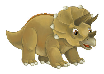 cartoon happy and funny dinosaur dinosaur - triceratops © agaes8080