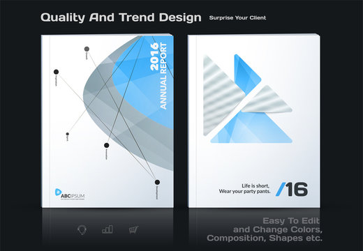 Abstract annual report, business vector template. Brochure design, cover modern layout, flyer in A4 with grey soft triangular shapes for tech, science, finance with light background.