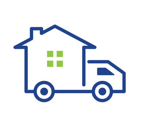 Modern Real Estate Logo - House Mover Symbol