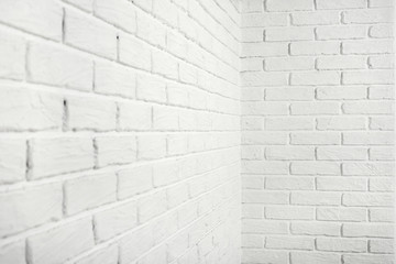 white brick wall with corner, abstract background photo