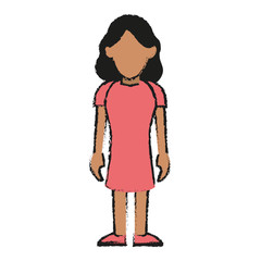 faceless woman in casual outfit icon image vector illustration design  sketch style