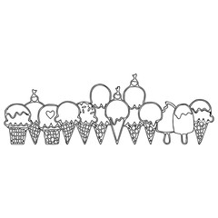 ice cream Thin Line Art Icon Set