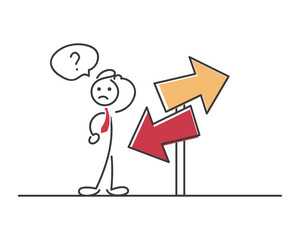Creative Business Strategy Tips Stickman Illustration Concept - Always Know Which Direction You Are Heading
