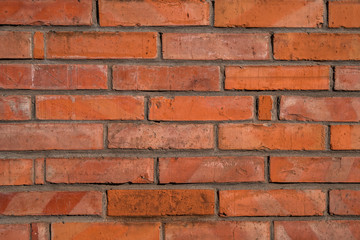 Old red brick wall background, texture