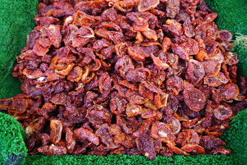 Sundried tomatoes in bulk at an Italian farmers market