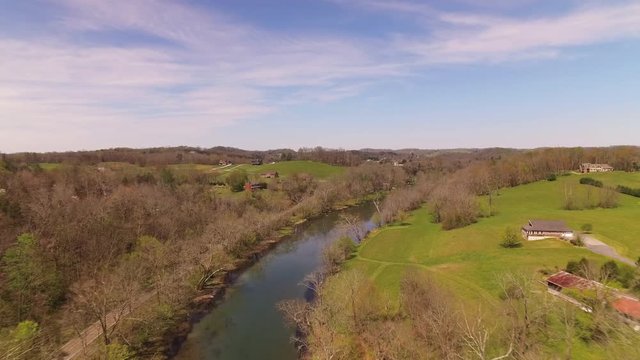 Bristol TN Aerial v8 Flying low over Holston river in Tennessee