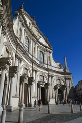 DUOMO DI VIGEVANO CATTEDRALE DI SANT'AMBROGIO FACCIATA IN STILE BAROCCO LOMBARDIA ITALIA EUROPA...