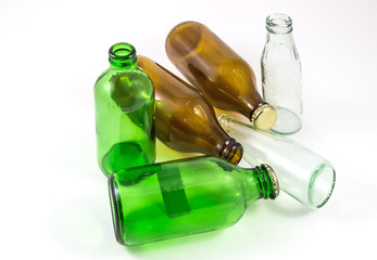 Fototapeta premium Variety of glass bottles isolated on white.