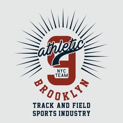 Design alphabet and numbers ATHLETIC NYC TEAM BROOKLYN for t-shirts