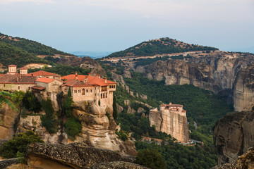 The Holy Monastery of Varlaam at foreground in Meteora, Greece