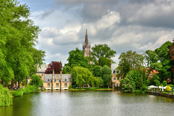 Fototapeta na wymiar Minnewaterpark - Bruges, Belgium