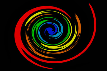 Multicolored spiral object on a black background