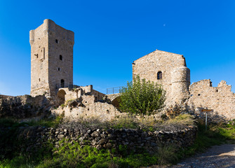Fototapeta na wymiar Traditional tower house in the old town of Kardamyli in Peloponnese, Greece