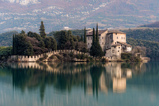 View of the castle  of Toblino in northern Italy