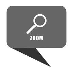 Zoom flat design web bubble vector icon.