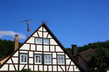 Half timbered facade on a sunny day