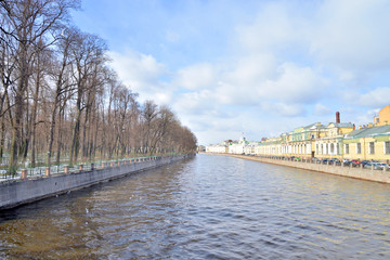 Fototapeta na wymiar Fontanka River in center of St.Petersburg.
