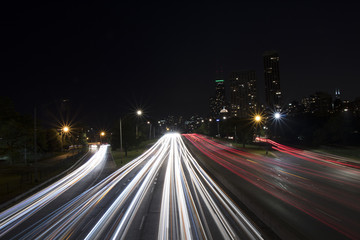 Fototapeta na wymiar Chicago Traffic at Night