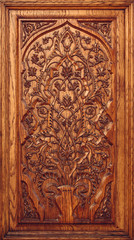 Wooden Panel Carved with Floral Ornament.