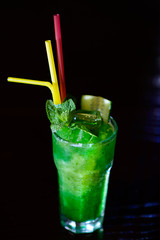 refreshing cocktail with lime, lemon and mint