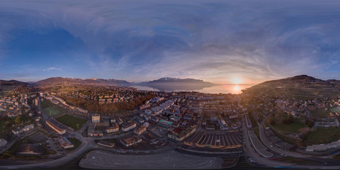 Vevey, aerial 360, drone photography
