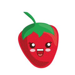kawaii strawberry fruit icon over white background vector illustration