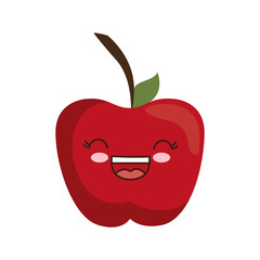 kawaii apple fruit icon over white background vector illustration
