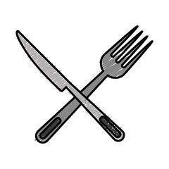 knife and fork crossed icon over white background vector illustration