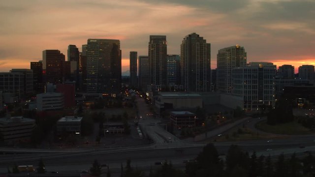 City of Bellevue, Washington at dusk