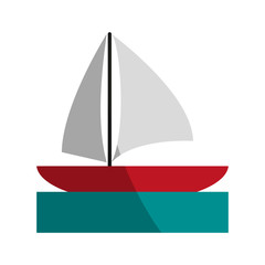 sailboat on water icon image vector illustration design 